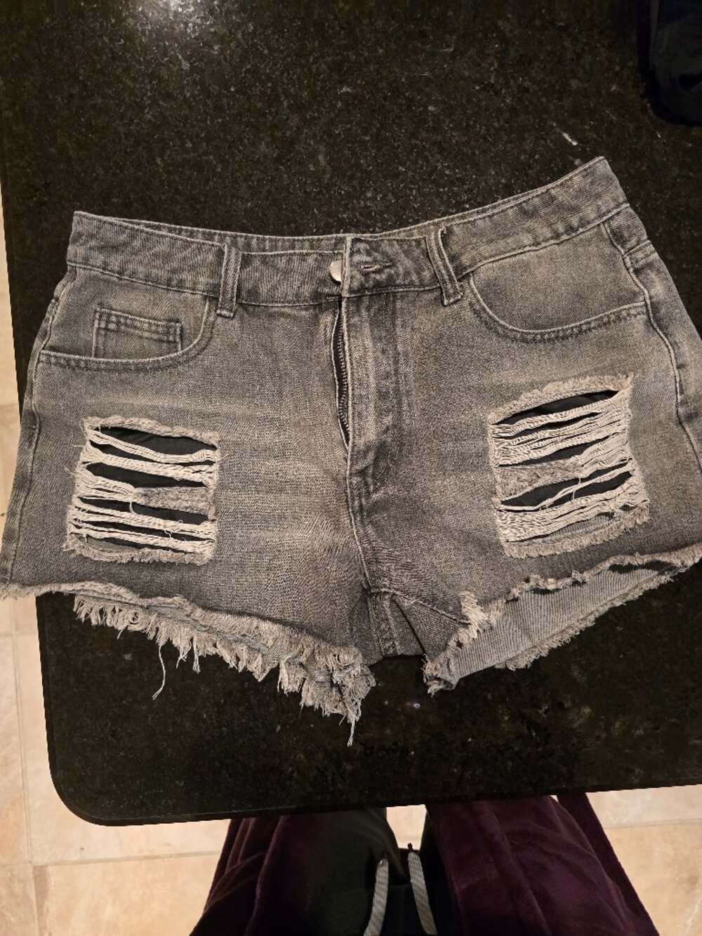 Shein Gray Distressed Shorts Size L